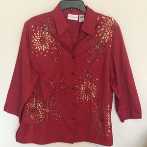 Beautiful Rust color jacket style blouse.  Size 14